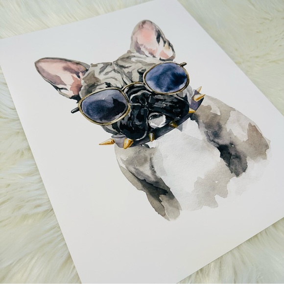 Watercolor French Bulldog Pet Dog Wall Art Illustration Print Poster Unframed - Picture 11 of 14
